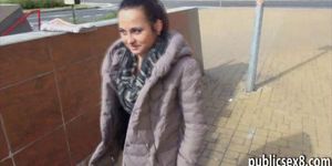 Pretty Czech girl pussy nailed in public for some money