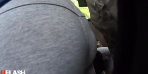 She touches his cock in bus