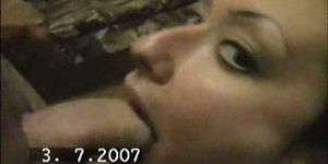 Russian girl sucking and taking a facial