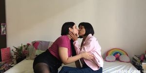 2 hot amateur lesbians and one strap on!