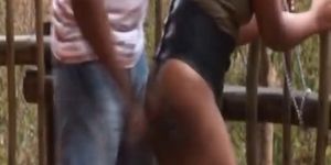 Two ebony slave girls spanked and whipped in bondage