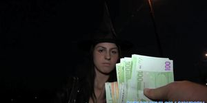 PublicAgent Halloween witch gets fucked behind a tree in POV