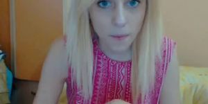 Blue eyed teen shows her pussy - video 1