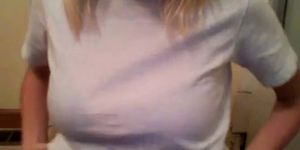 Amateur teen plays with her perfect tits