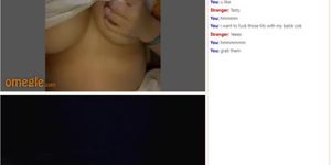 Omegle white female show big boobs with percings and play with it