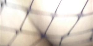 Hot babe in fishnet creampied - video 1