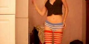 Skinny girl teasing infront of the webcam