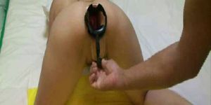 BRUTAL ASS - Ass brutally gaped by huge speculum and dildo