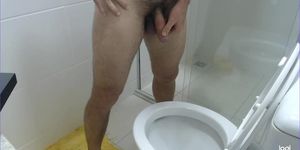 quick transparent piss. clean my dick and lick my toilet, boy