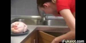 naked teenie making dinner for boyfriend - video 1