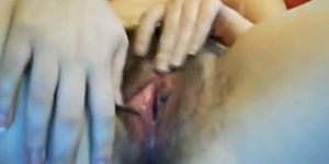 Two fingers is what her hairy juicy pussy wants - video 6