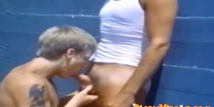 BIJOU VIDEOS - Young men are having classic blowjob competition outside