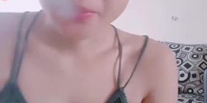 Stunning Indonesian Teen Smoking While Mum Cleans BIGO