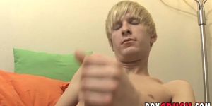 BOY CRUSH - Blond twink gay Liam Summers cums while jerking off solo