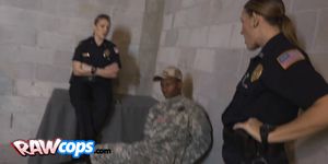 Busty brunette cop banged by soldier