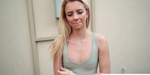 Blonde cutie Riley Star flashes tits to a stranger