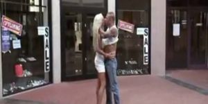 Public fucking in front of shoe store