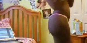 Ebony Teen Strip Tease in webcam
