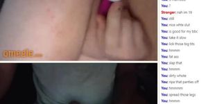 Omegle white teen shows boobs and toys her pussy for black D