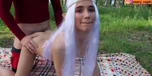 Huge cumshot on cute elf face (Awesome blowjob & sensual sex)