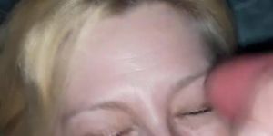 2 facials for amateur milf one with glasses on