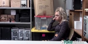 Blonde THIEF fucked in the INVESATIGATORs office by HOT dude (Allie Nicole)