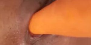Jamaican Teen Masturbate with Carrot