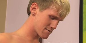 LOLLIPOP TWINKS - Blond Hayden Chandler closes eyes for facial cum after anal