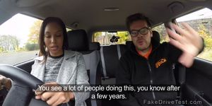 First driving class ends with cock in ebony student