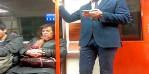 Str8 bulge in metro - video 2