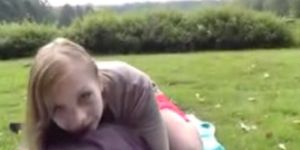 Cute amateur girl outdoor sex and creampie