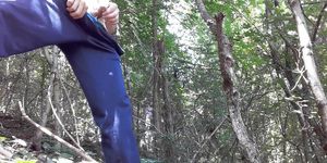 Long piss in the forest. Outdoor pissing