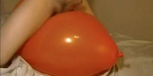 Big inflatable orange balloon humping cum (amateur )