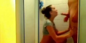 Cute teen gets nailed hard in the bathroom