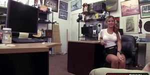Intense sex action with a pretty babe in the pawn shop