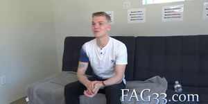 Sexy porn casting with 23yo twink on the porn couch