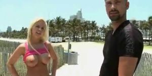 Very cute blonde with huge supple boobs