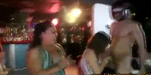 Horny girls sucking off stripper