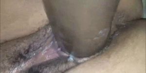 Creamy pussy fucked by a dildo