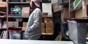 Lady teen theft caught in act and got fucked up inside the stock room