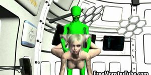 Inked 3D babe sucks cock and gets fucked by an alien
