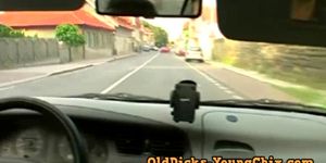 Old guy gets sucked off during drive