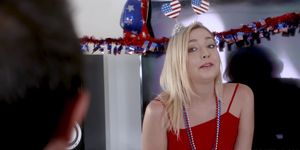Sarah Vandella and Zoey Parker cock riding on the 4th of July