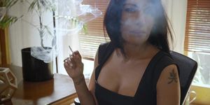 Girl smoking thin cigarettes