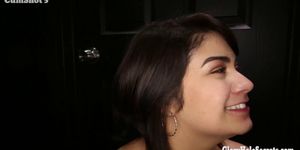 Huge floppy boobed Latina hottie gagging on strangers cocks in gloryhole
