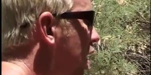 Blonde at beach fucked & facial by hunk