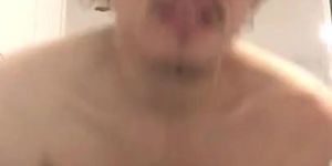 Straight hot guy shows his dick after shower