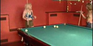 Russian lesbians on pool table