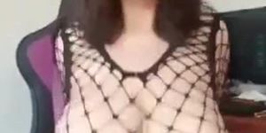 Massive Boobs Shaking In Sexy Fishnets