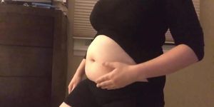 Woman Pumping Her Belly (Foot Pump Air Inflation)